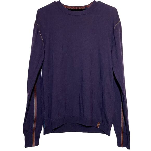 Robert Graham Sweater 100% Wool Pullover Crew Neck Long Sleeve Purple Large - Picture 1 of 6
